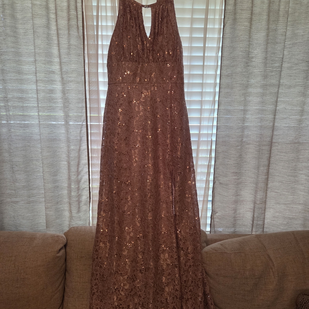 Mother Of The Bride David's Bridal Sequin Lace Dress in Rose Gold